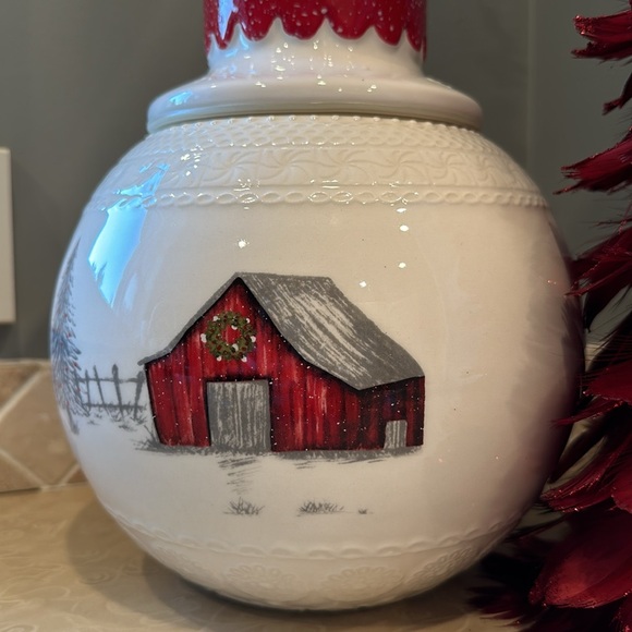 ⛄️Country Winter Scene Canister & Matching Serving Plate - Picture 4 of 10